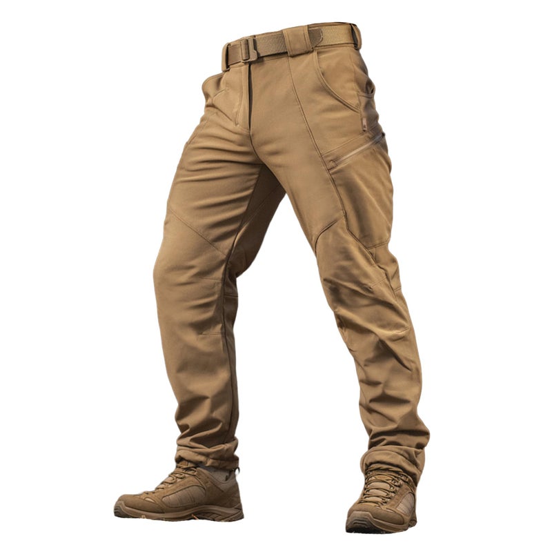 M-Tac Menâ€™s Winter Tactical Work Pants - Thermal Softshell Fleece Lined Cargo Pants for Cold Weather & Outdoor Use (Coyote, XXL) - Image 1